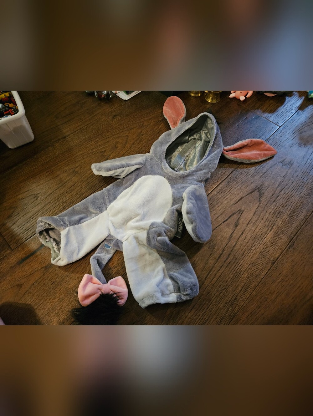 Disney Parks Duffy  Eeyore Clothes Costume One Piece Toy Outfit Gray Used Toy. 
